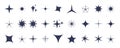 Retro star icons set. Different shapes of twinkle stars and starburst. Trendy graphic elements for retro design. Royalty Free Stock Photo